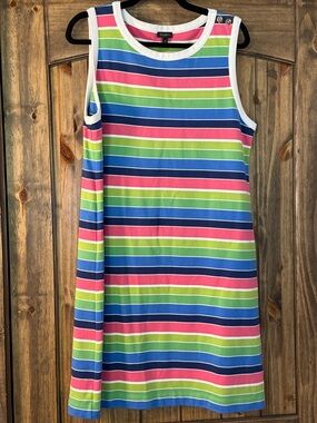 Talbots Multicolor Striped Midi Dress - Blue, Green, Pink, White